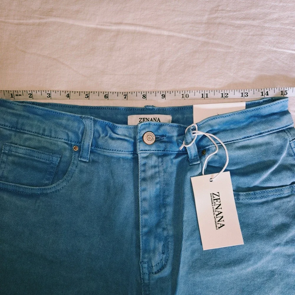 Zenana Acid Wash Dyed Bermuda Distressed Shorts DMP-1892Y Ocean Blue Large
